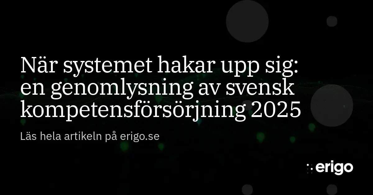 Systemet När systemet hakar upp sig: svensk kompetensförsörjning 2025 | Erigo